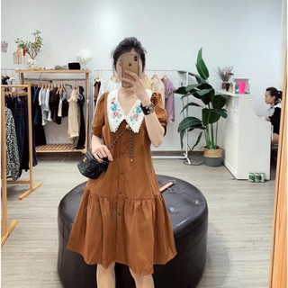 Đầm Voan Lụa, Cổ Thuyền Trắng In Hoa, Nút Gài Giữa - Sự Tinh Tế và Quyến Rũ Trong Mỗi Chi Tiết TTGB0027