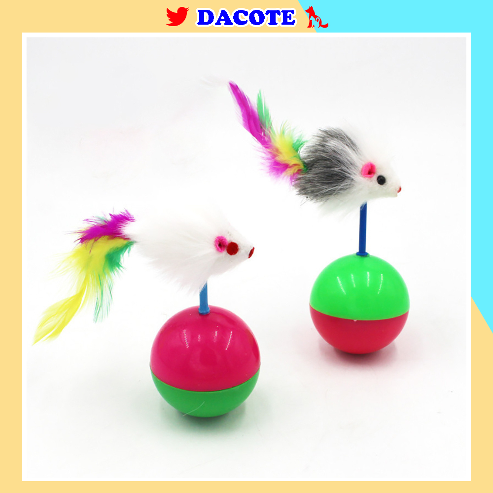 Bóng đồ chơi cho chó mèo gắn chuột lông vũ sinh động - DACOTE