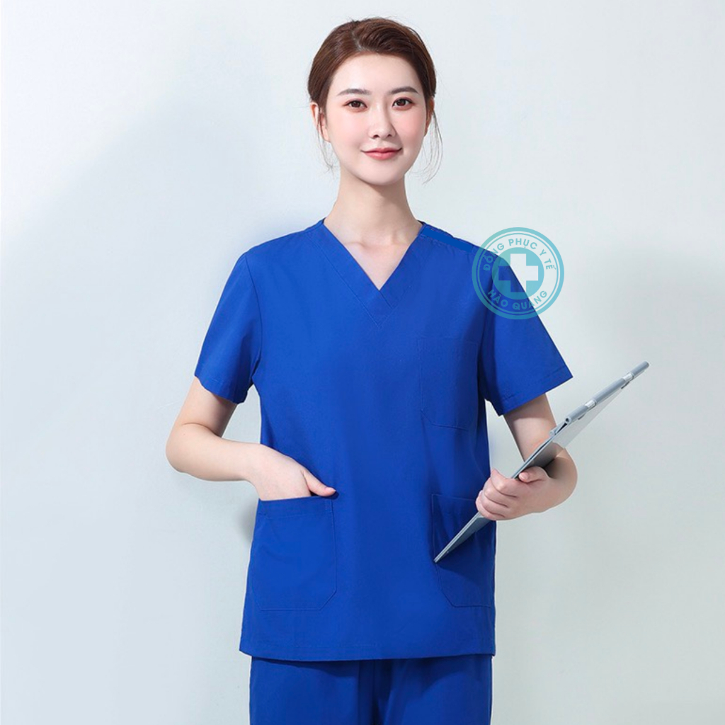 Bộ scrubs bác sĩ Hào Quang màu xanh đoàn hàng cao cấp