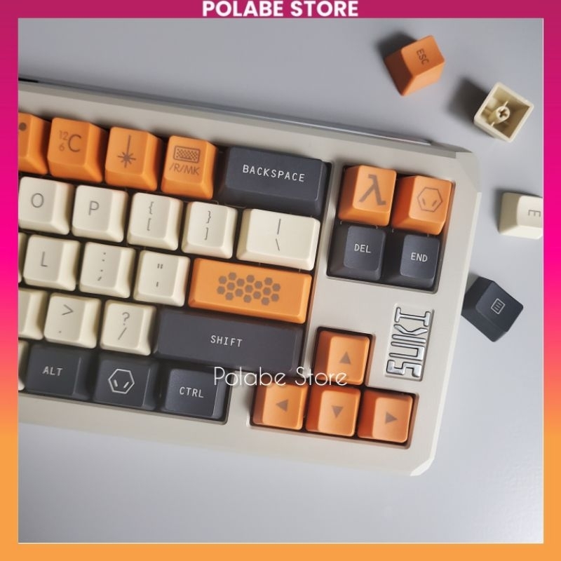 Keycap Carbon Black Gold OEM Profile PBT bàn phím cơ - Polabe Store