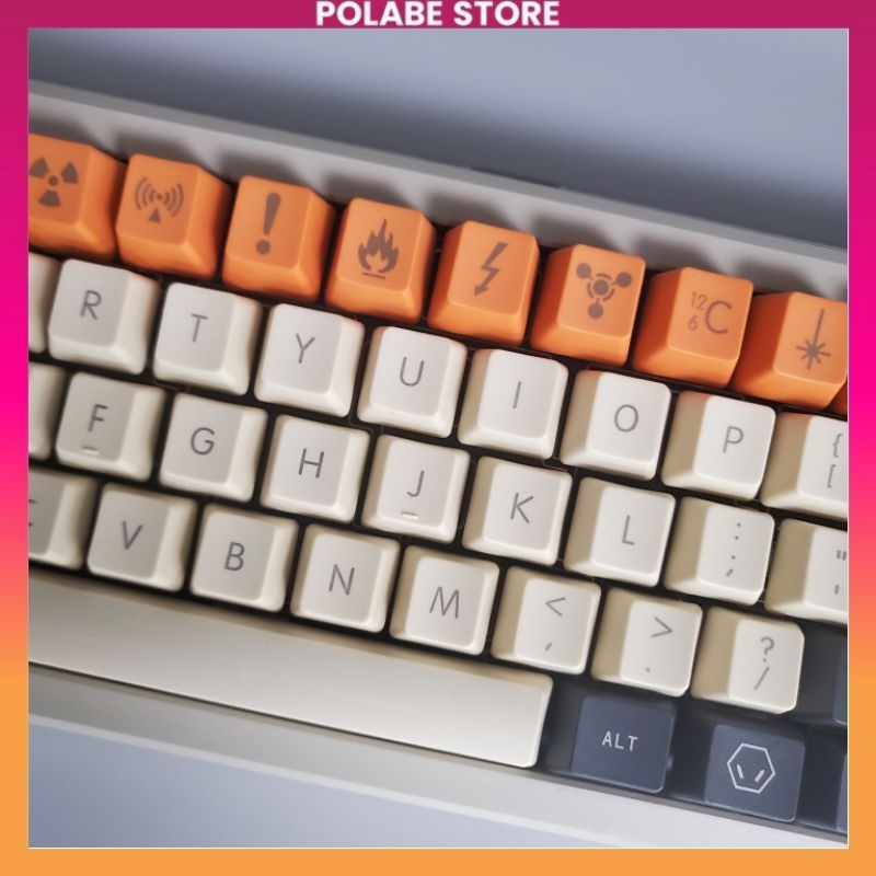 Keycap Carbon Black Gold OEM Profile PBT bàn phím cơ - Polabe Store