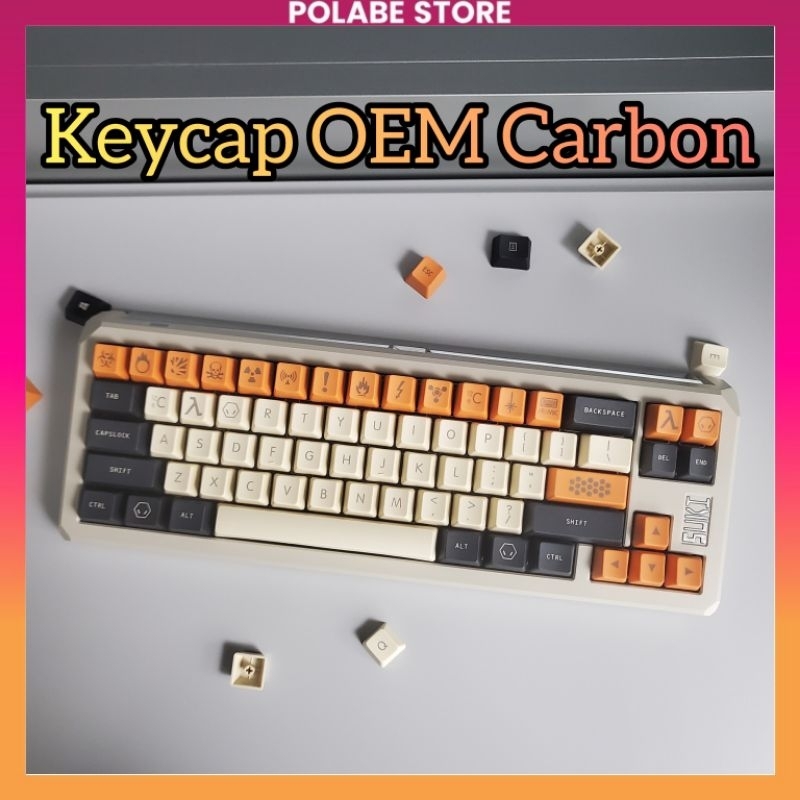 Keycap Carbon Black Gold OEM Profile PBT bàn phím cơ - Polabe Store