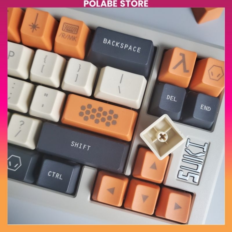 Keycap Carbon Black Gold OEM Profile PBT bàn phím cơ - Polabe Store