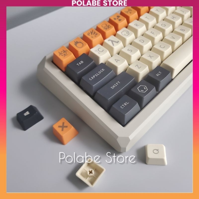 Keycap Carbon Black Gold OEM Profile PBT bàn phím cơ - Polabe Store