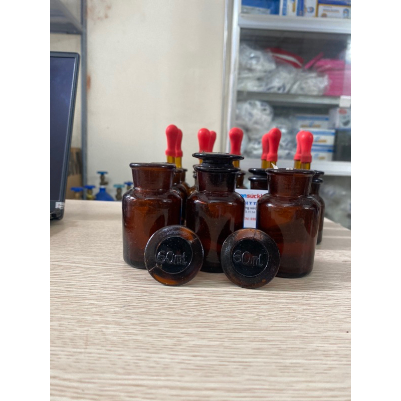 Chai lọ nút mài màu nâu 60ml đựng hoá chất,dung môi