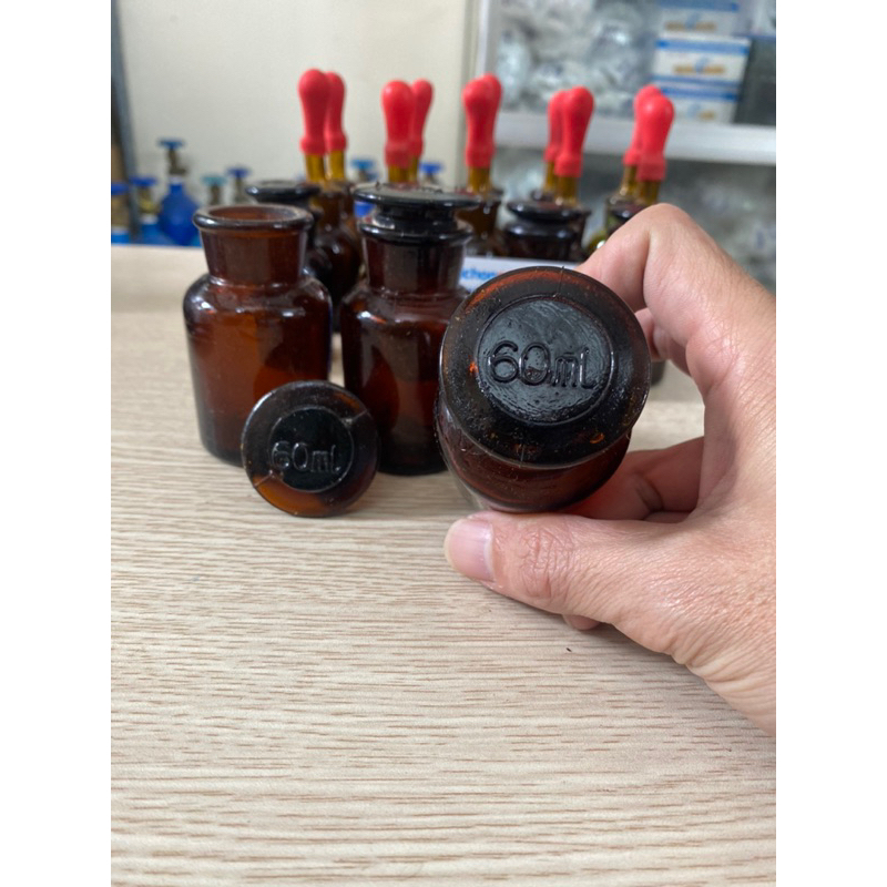 Chai lọ nút mài màu nâu 60ml đựng hoá chất,dung môi