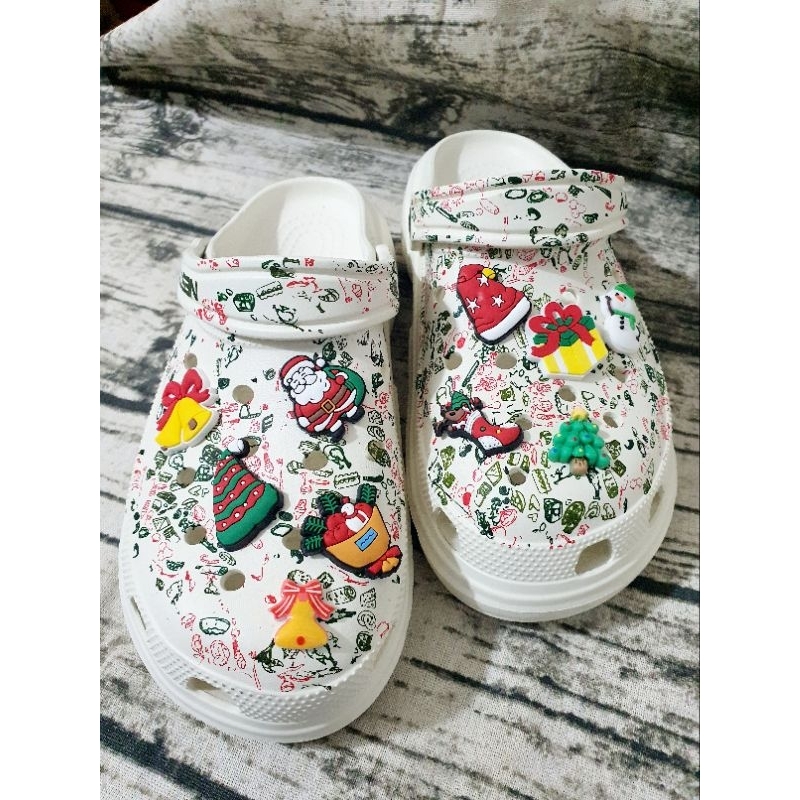 Sticker 2D gắn dép sục, phụ kiện, jibbits, charm gắn dép cross, crors mẫu noel