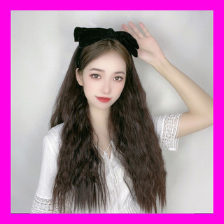 Băng đô cài tóc giả ❤️ Băng đô nơ nhung gắn tóc giả xoăn đũa ❤️ Tóc giả cài băng đô nguyên đầu