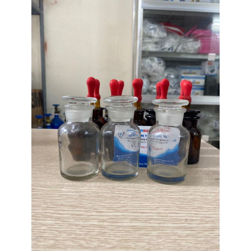 Chai lọ nút mài màu trắng 60ml đựng dung môi,hoá chất