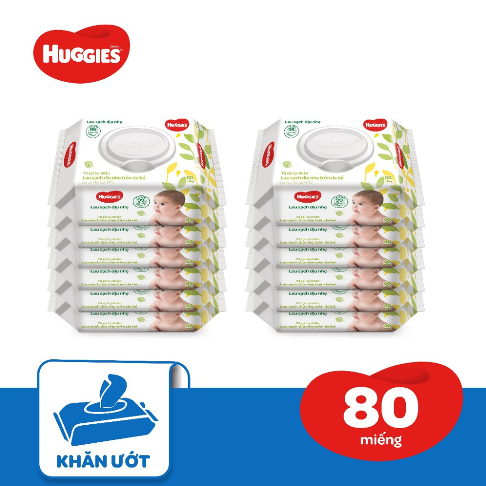 Khăn Giấy Ướt Huggies Có Mùi Dưỡng Ẩm Lành Tính Cho Bé Không Chứ Cồn 80 Tờ - Bibo Mart