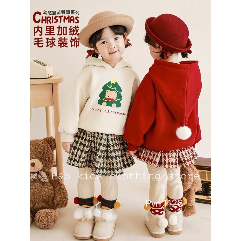 Váy bé gái , sét bộ chân váy dạ ziczac phối áo nỉ 2 da cho bé diện noel