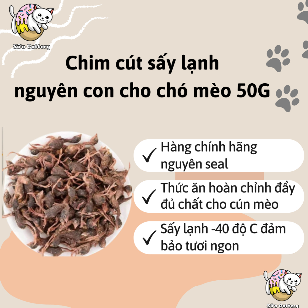 Chim cút sấy lạnh cho chó mèo gói 30G nguyên seal chính hãng