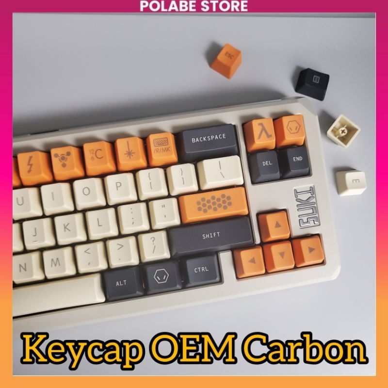 Keycap Carbon Black Gold OEM Profile PBT bàn phím cơ - Polabe Store