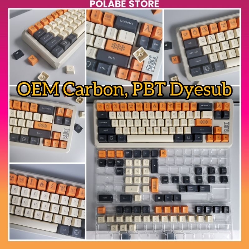 Keycap Carbon Black Gold OEM Profile PBT bàn phím cơ - Polabe Store