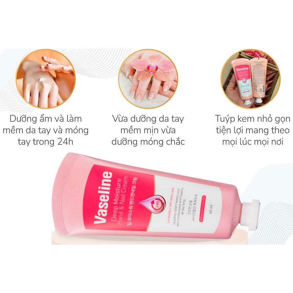 Kem Dưỡng Da Tay và Móng 24H Vaseline Hand & Nail Cream dưỡng mềm da tay móng tay không bết dính Linh Giang chính hãng