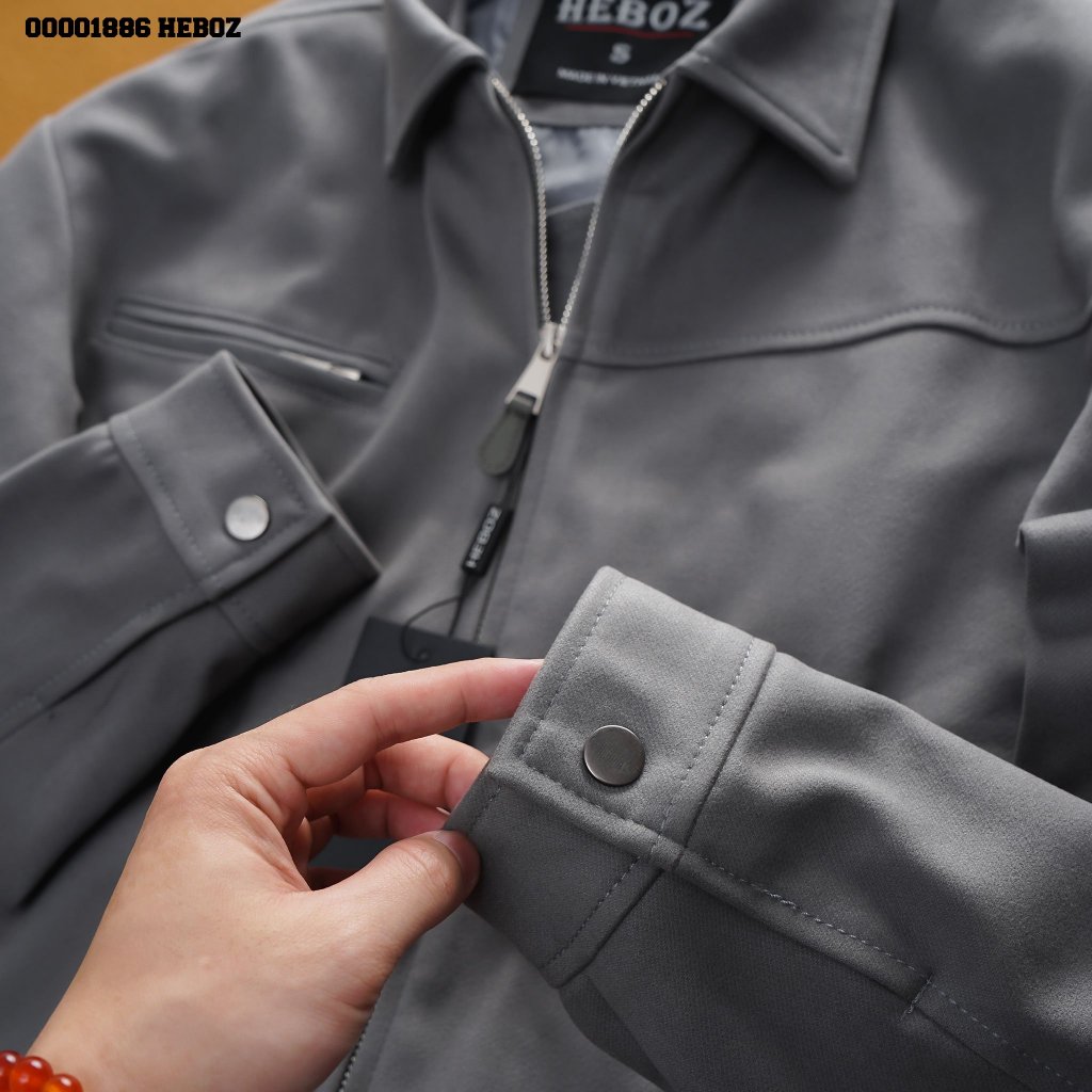 Áo khoác dạ dây kéo, áo khoác nam cổ bẻ giữ nhiệt  Heboz 4M - 00001886