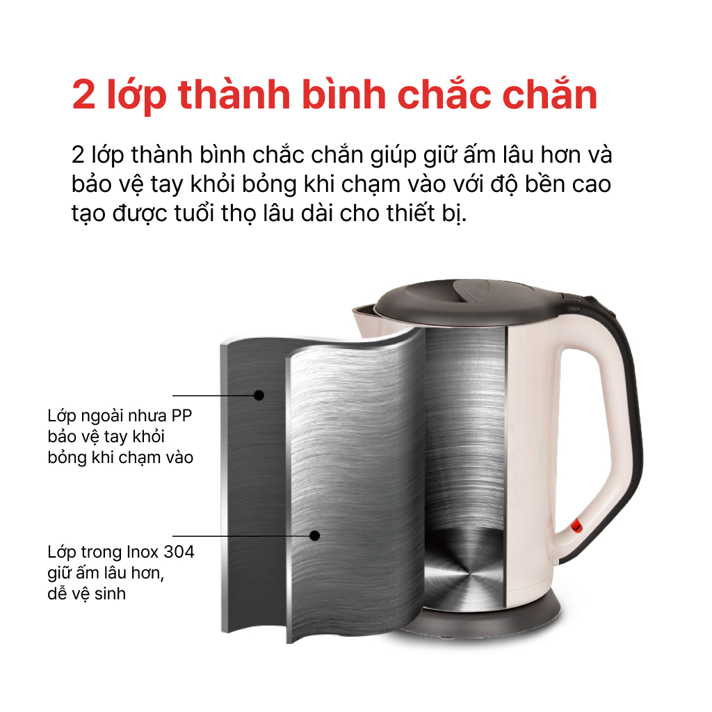 Ấm Đun Siêu Tốc 1.7 Lít, HAPPYCOOK, HEK-17WF