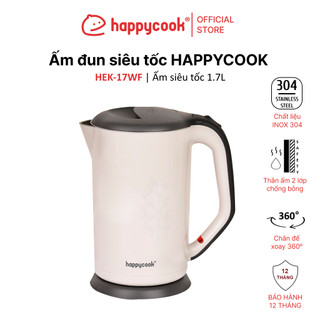 Ấm đun siêu tốc 1.7 lít, happycook, hek-17wf