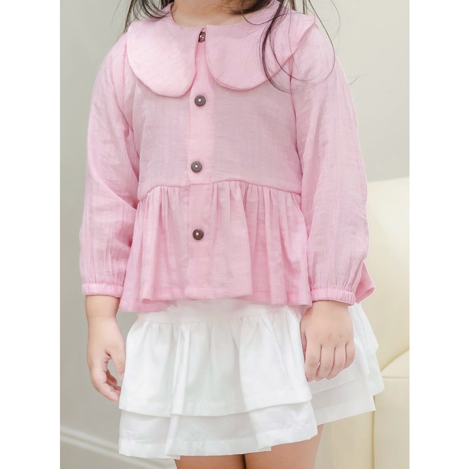 Áo kiểu bé gái, áo kate bé gái cổ bèo tay lỡ họa tiết cho bé từ 1 tuổi - 7 tuổi Baa Baby - B-GT-AL22D