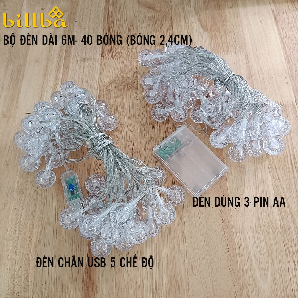 Dây đèn led bọt biển 6M 40 bóng chống nước trang trí trong nhà ngoài trời nhiều chế độ sáng - Familytravel