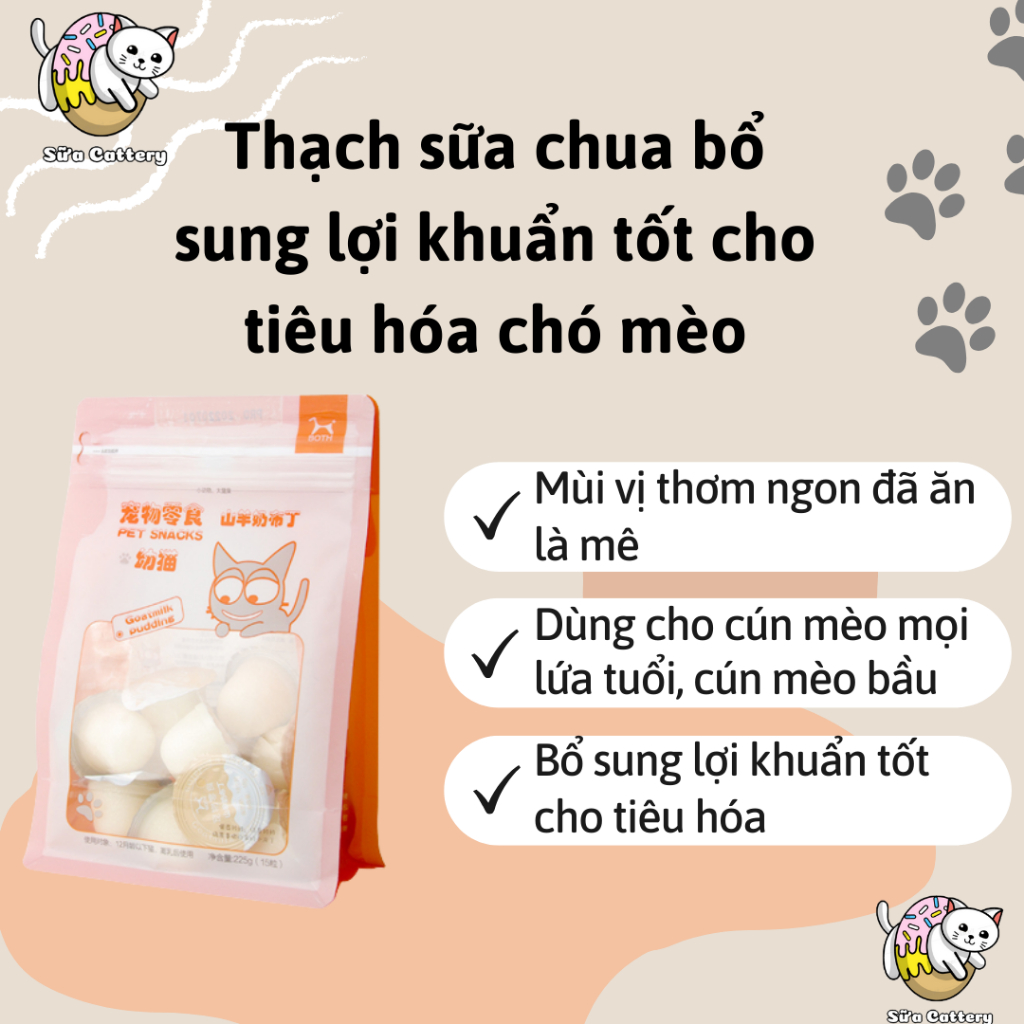 Pudding Thạch Sữa Dê Cho Chó Mèo Bổ Sung Canxi lợi khuẩn cho cún mèo
