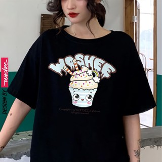 Áo thun unisex WOSHEE áo thun oversize vải dày thoáng mát bền áo thun tay lỡ cupcake vị kem ngon miệng áo thun nữ MT008