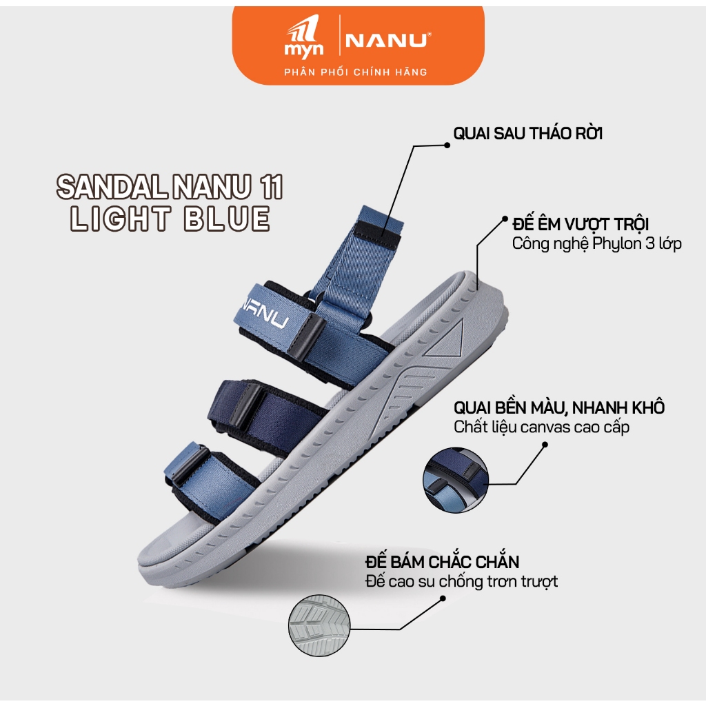 Giày Sandal Nam Nữ Nanu 11 quai ngang Streetstyle