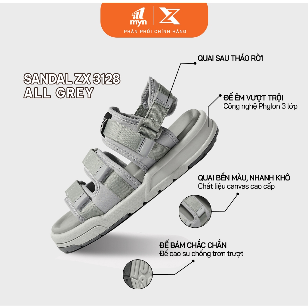 Giày Sandal nam nữ ZX 3128 Meta 3 quai ngang đế bằng Streetwear