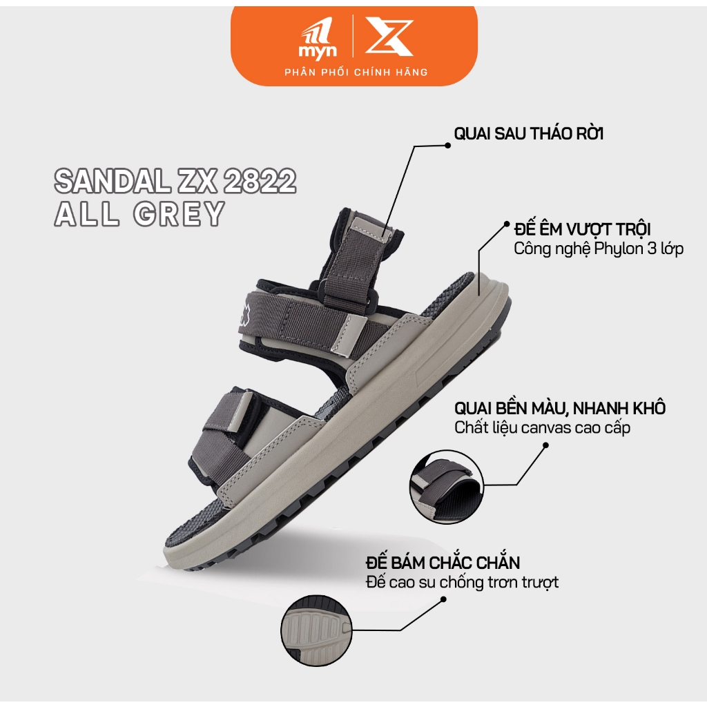 Giày Sandal nam nữ ZX 2822 Meta 2 quai ngang đế bằng Streetwear