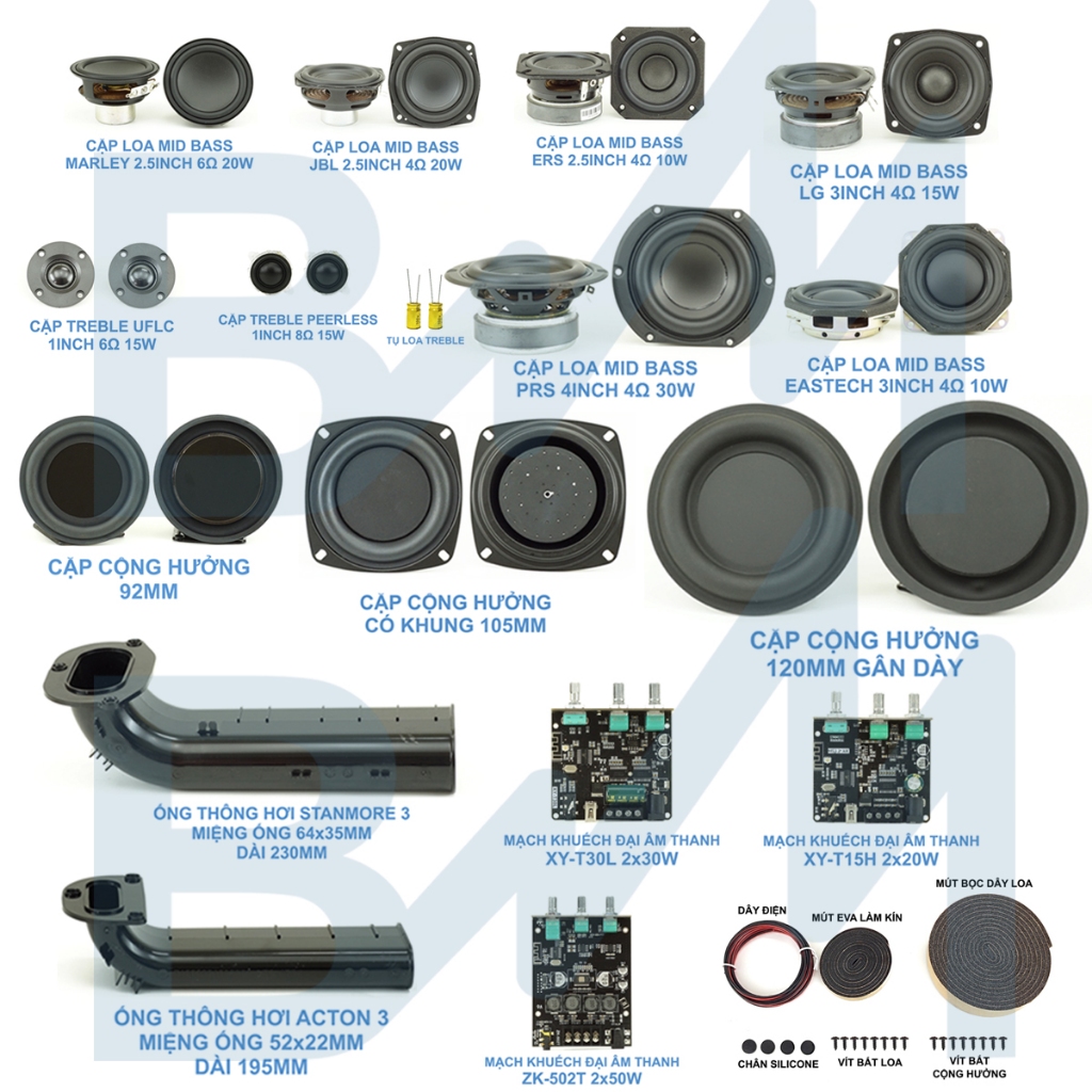 Combo chế loa bluetooth cỡ 2.5-4inch 2 đường tiếng các loại - chế loa dáng acton stanmore ▌