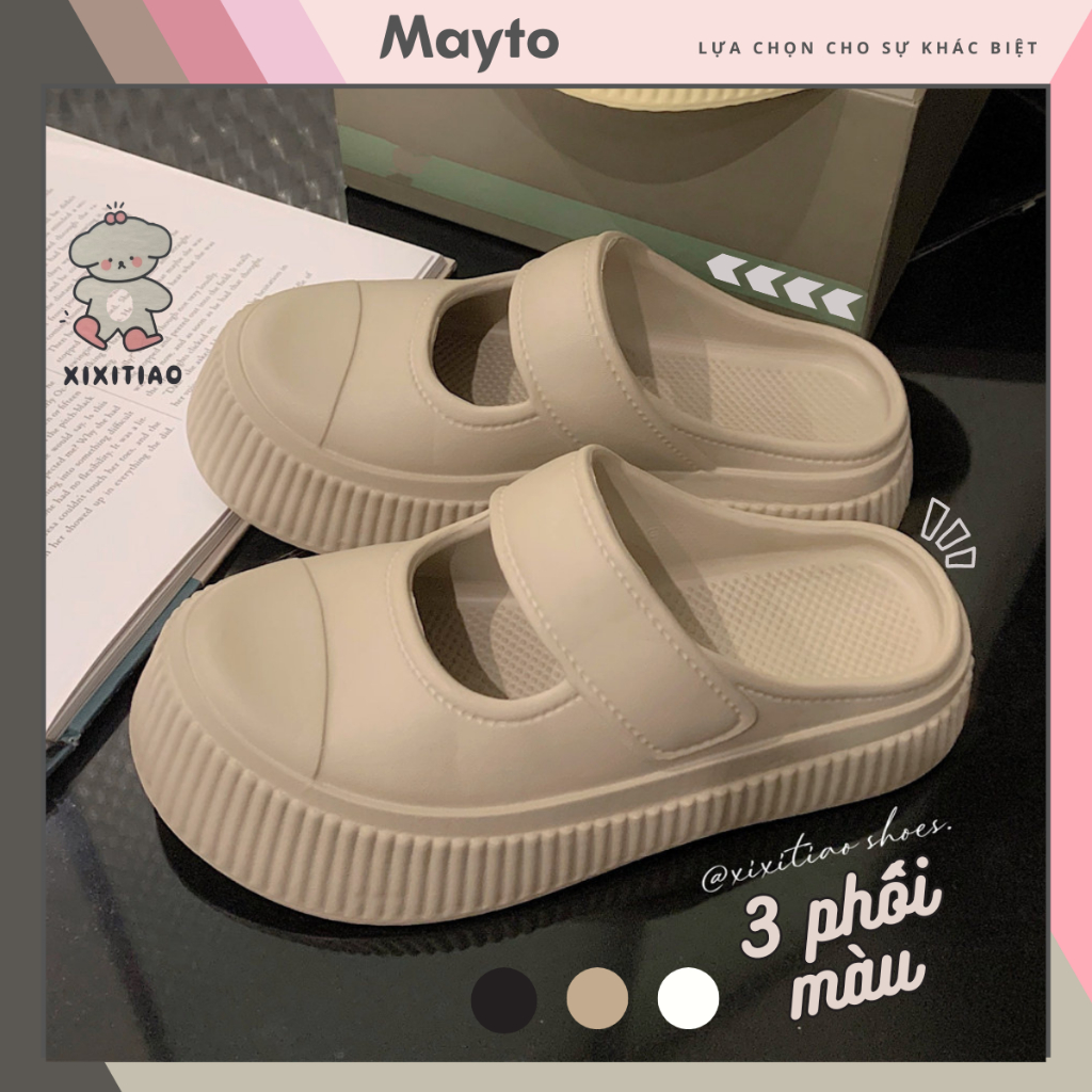  Dép sục nữ XIXITIAO đế cao 3,5cm Mayto kiểu dáng dép Mary Jane quai hậu dễ thương 2025 CS-44 