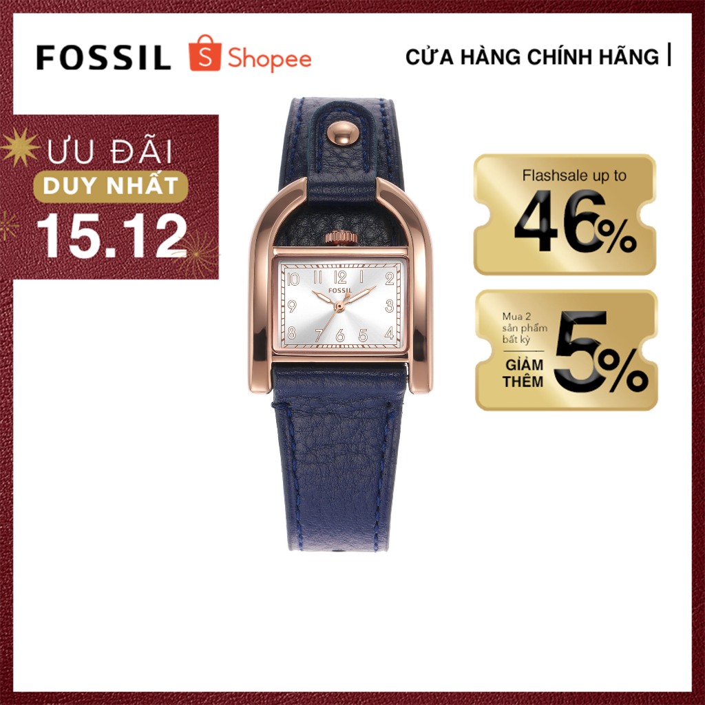 Đồng hồ nữ Fossil Harwell ES5266 dây da - màu xanh