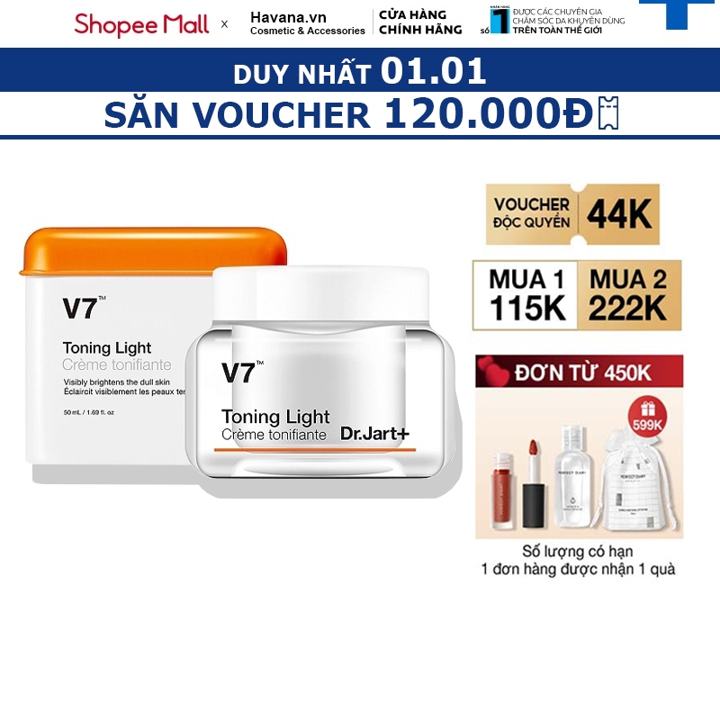 Kem dưỡng trắng tái tạo da V7 Light Dr.Jart+ Hàn Quốc 15ml/50ml