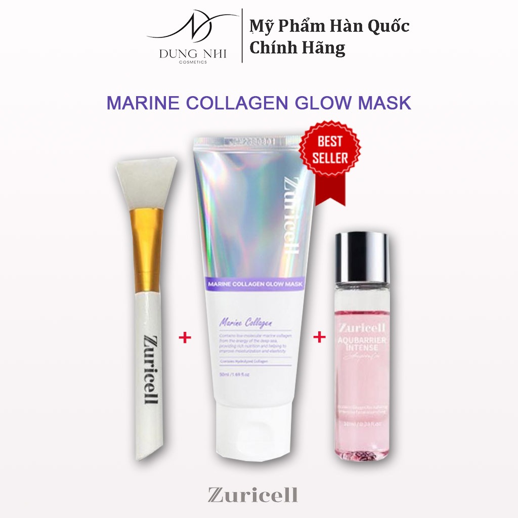 Mặt nạ Peel collagen thế hệ mới Glow mask pack Zuricell + Ampoule căng bóng sau 1 lần sử dụng (kèm chổi) 50ml