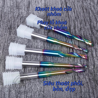 Mũi phay khoét khóa cửa nhôm phi 6-8mm cao thép HSS