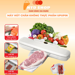 Máy hút chân không thực phẩm upupin ,máy hàn miệng túi cao cấp hút kiệt khí, bảo quản thực phẩm kèm theo 10 túi chân
