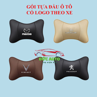 Gối Tựa Đầu Ô Tô Da, Gối Tựa Đầu Gắn Ghế Ngồi Ô Tô Có Logo Theo Hãng Xe Vinfast/Toyota/Mazda/Honda/Huyndai/Nissan/Mitsub