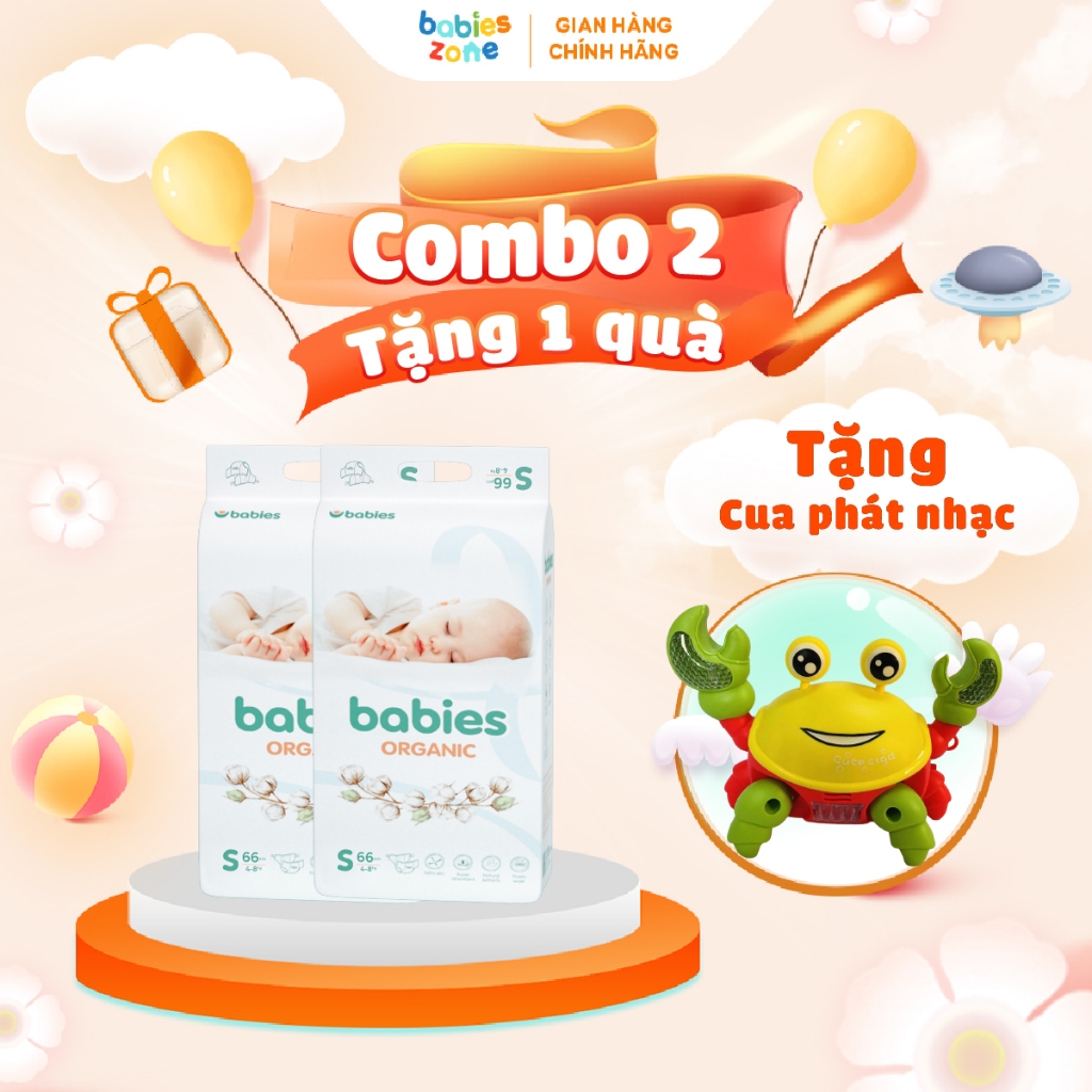 Bỉm Babies Organic mặt bông mềm mại, Bỉm Babies Organic phù hợp đóng ngày, đêm
