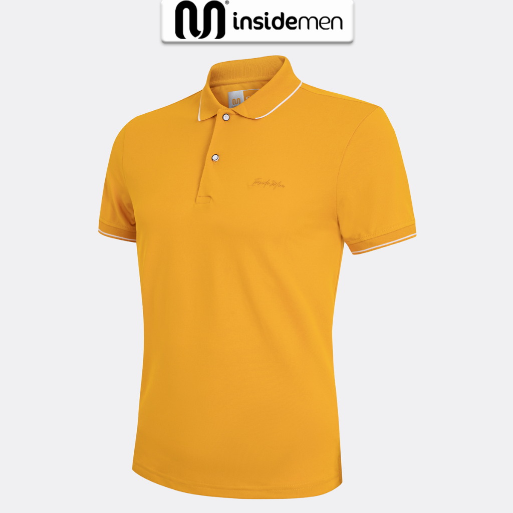 Áo Polo nam có cổ basic INSIDEMEN vải cá sấu Polyester ECO CAFÉ nam tính chỉn chu sang trọng IPSR06