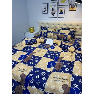 Combo ga giường poly cotton đủ bộ 5 món chăn phao