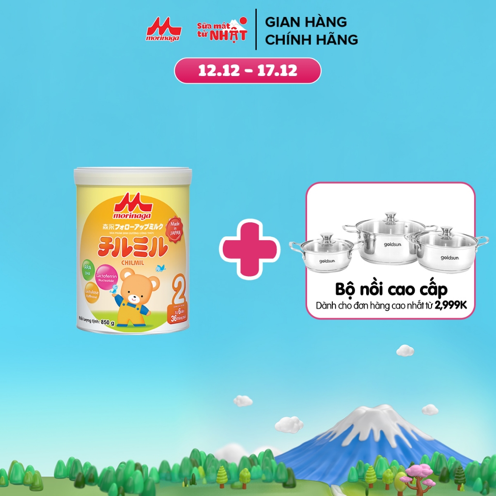 Sữa Morinaga Chilmil số 2 Nhật Bản 850g bé tiêu hóa khỏe, đề kháng vững