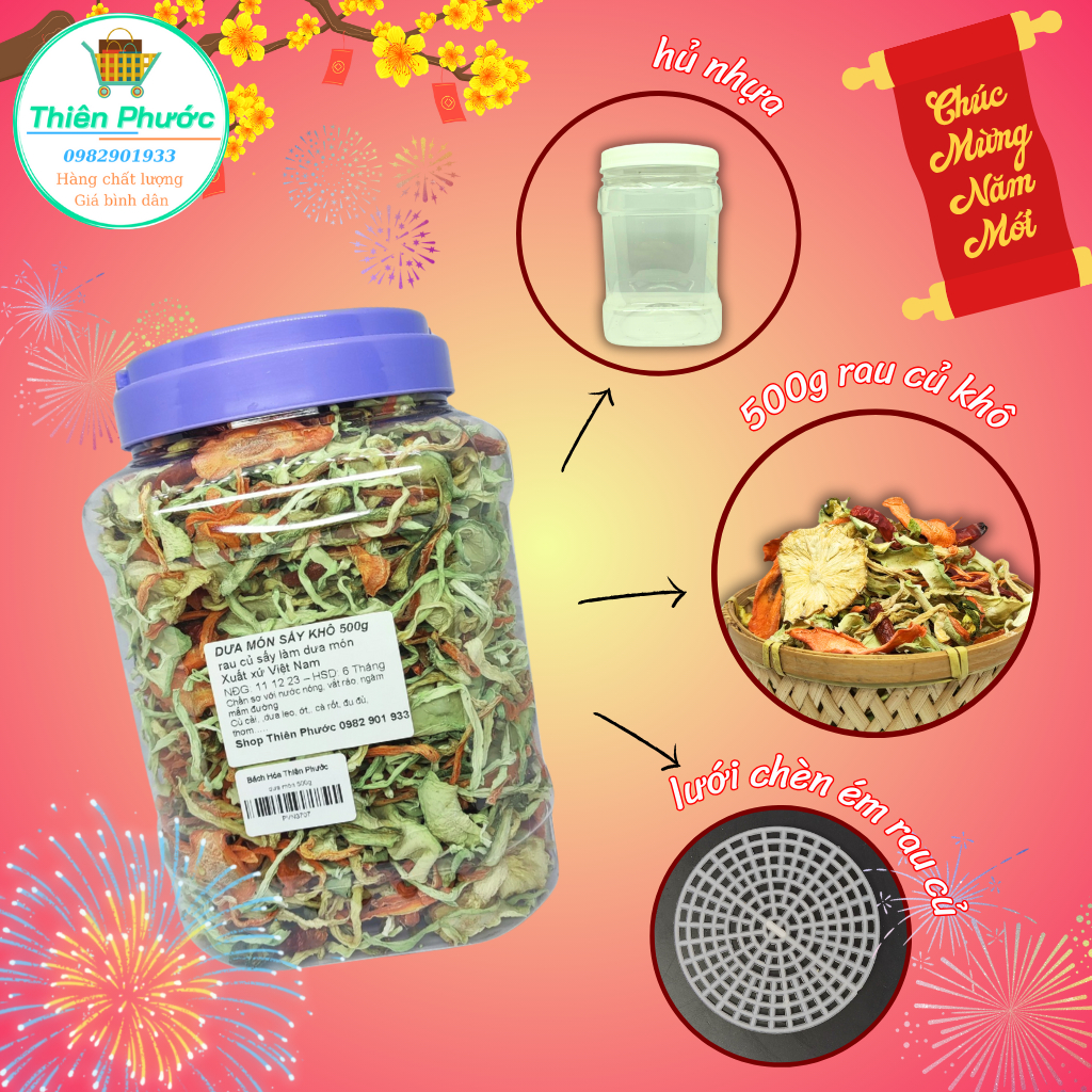 Dưa món khô gói 500g thập cẩm - Làm dưa món ăn Tết