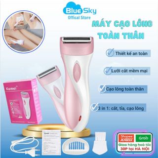 Máy Cạo Tỉa Lông Toàn Thân Cho Nữ Sạc Điện Kemei KM-3018 Máy Tẩy Lông Đa Năng Vùng Kín Không Đau Rát Độ Bền Cao