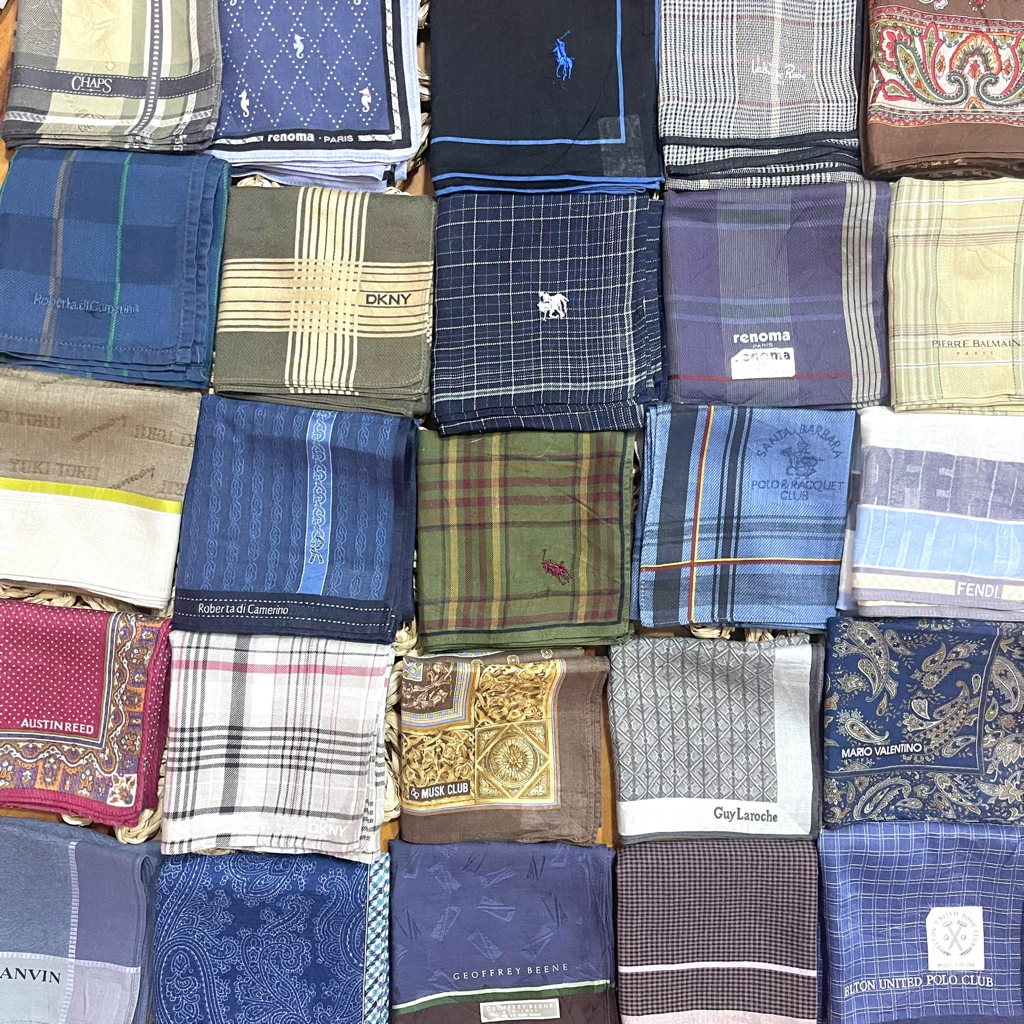 Khăn tay cotton Nhật, khăn mùi xoa nam dòng vintage hàng secondhand nhiều hoạ tiết, mỗi mẫu một chiế