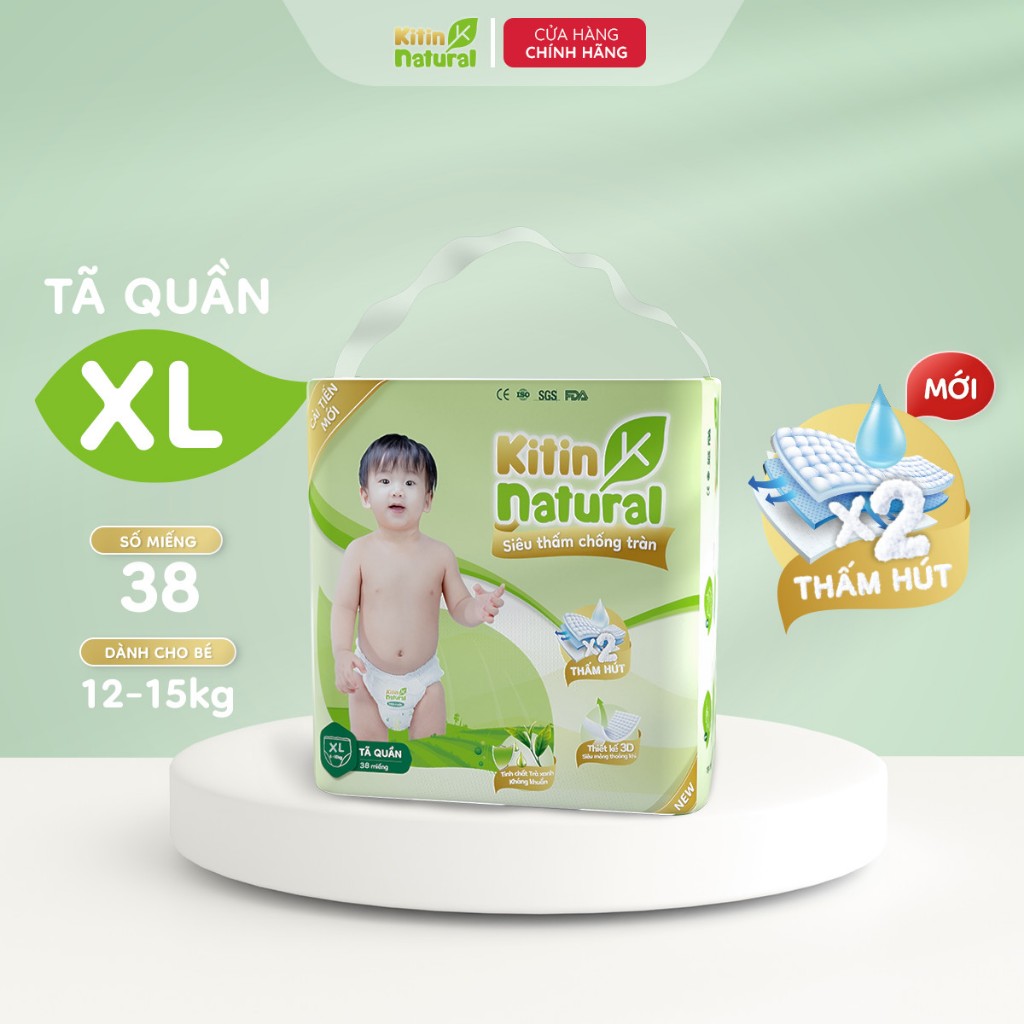 [DEAL HOT] MUA 2 TẶNG 1 - Combo 2 bịch Kitin Natural tã quần kháng khuẩn, chống hăm