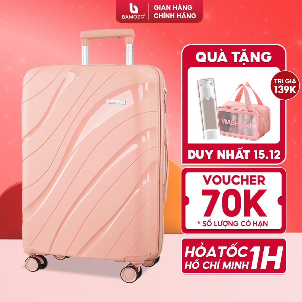 Vali Du Lịch Bamozo Nancy size 20/24 Chất Liệu Nhựa PP Chống Vỡ Tuyệt Đối, Vali Kéo Bền Đẹp - Bảo Hành 5 Năm