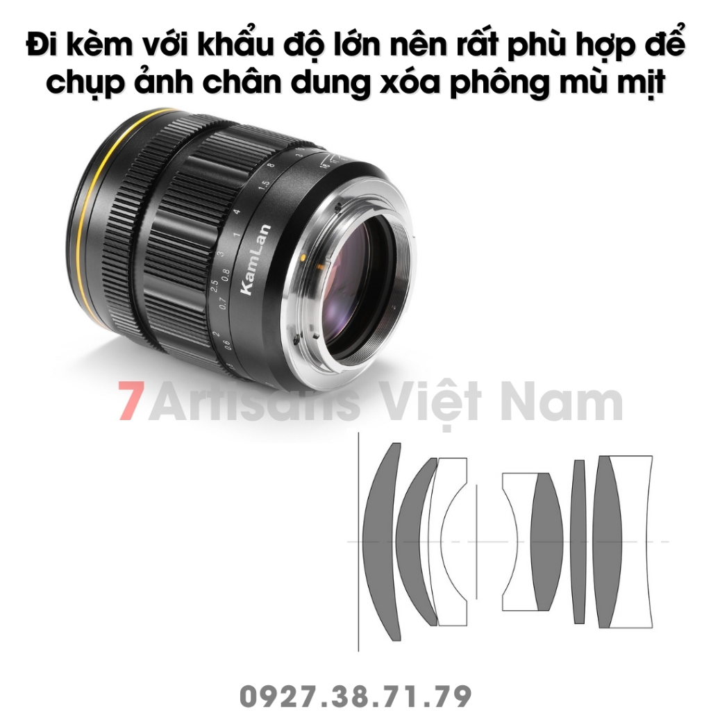 Ống kính Kamlan 55mm F1.4 Full-Frame - Lens chân dung xóa phông mù mịt cho Sony FE, Nikon Z và Canon RF - Tặng kèm Hood