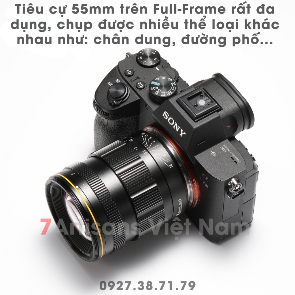 Ống kính Kamlan 55mm F1.4 Full-Frame - Lens chân dung xóa phông mù mịt cho Sony FE, Nikon Z và Canon RF - Tặng kèm Hood