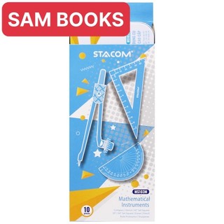 Bộ thước kẻ compa eke đo độ STACOM MS103M hộp sắt