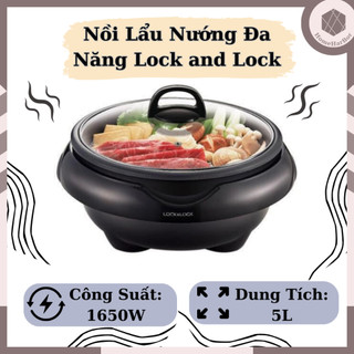 Nồi Lẩu Điện Đa Năng Lock&Lock EJP331BLK Dung Tích 5L, Công Suất 1650W - Bếp Lẩu Nướng Đa Năng Tiện Lợi - BH 12 Tháng